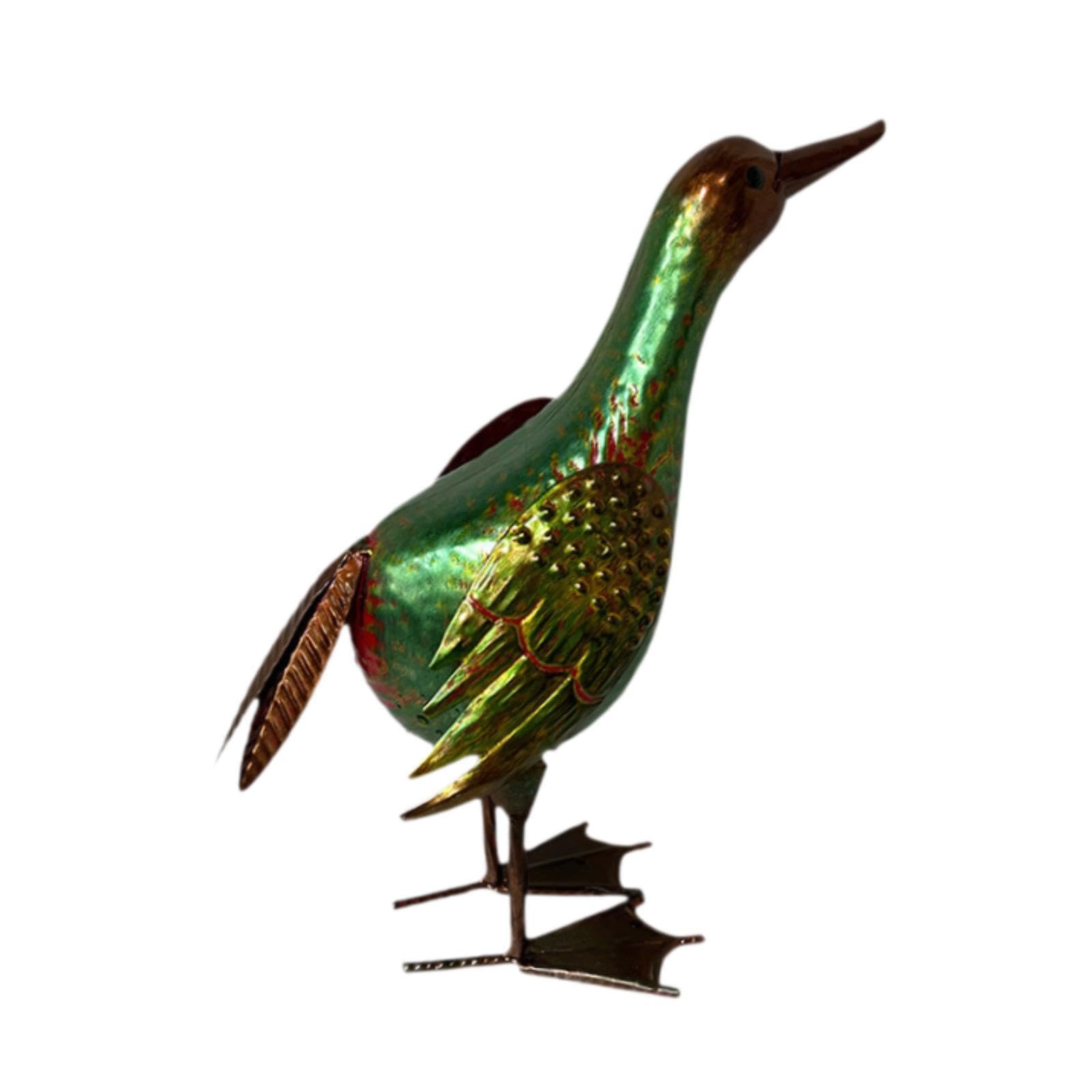 Statue de canard en fer forgé artisanale pour décoration de salon et terrasse