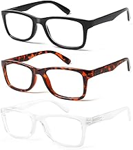 COJWIS 3 Pack Lesebrille Blaulichtfilter Brille Herren Damen Schwarz Leser Computer Brillen Feder Scharnier Lesebrillen