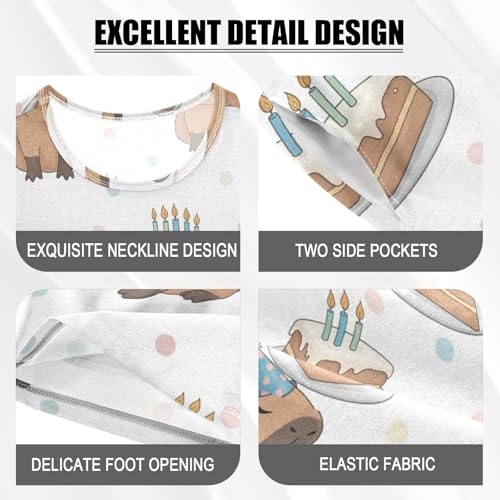 Pajama Short Sets Capybara Birthday Cake Pattern Soft Cotton Summer Sleepwear 2 Piece PJS Size 5-14T3