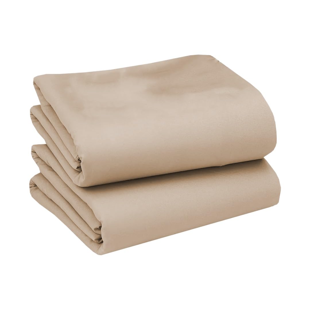 Ziya Homes 25cm Deep Fitted Sheet Single (2 Pack) Polycotton Fabric - Breathable & Soft Hotel Grade Bed Sheets - Easy Care Non-Iron Bottom Sheet (Cream, 91x190 cm)
