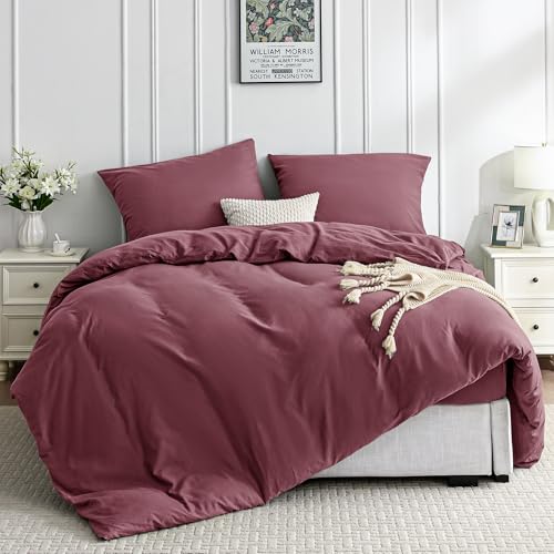JELLYMONI Bettwäsche 220x240 Baumwolle Bettwäsche-Sets Dunkelrosa...