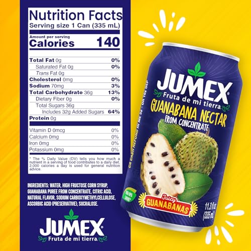 Image of Jumex Soursop Juice Nectar - Made with Guanabana Fruit Puree - Guanabana Juice Concentrate for Tropical Fruit Smoothie Mix, Cocktail Mixers & Kids Drinks & Beverages - 11.3oz, 1 Pack Canned Drink
