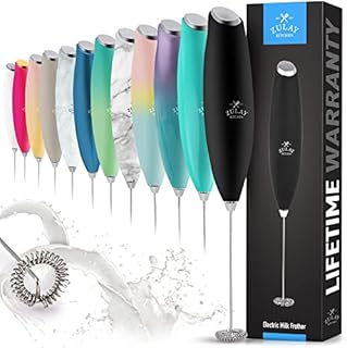 Zulay Milk Frother for Coffee with Upgraded Titanium Motor - Handheld Frother Electric Whisk, Milk Foamer, Mini Blender and Electric Mixer Coffee Frother for Frappe, Latte, Matcha, No Stand - Black