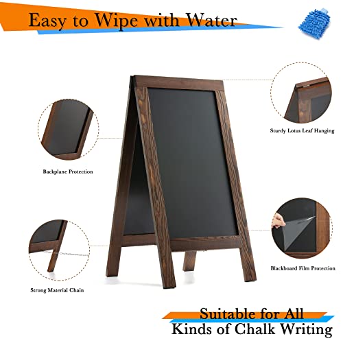 DAHAPYBOO Sandwich Board 40"x20" Solid Pine Wood Rustic Brown,Chalk Board Sign Board,Sandwich Board Signs Outdoor, Chalkboard Easel,A Frame Chalkboard Sign - Thumbnail 2