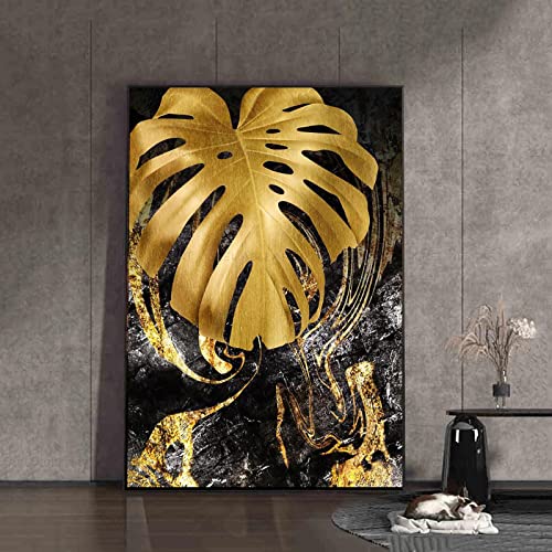Affiches et impressions abstraites feuille d'or triptyque moderne pour déco salon chic - 2