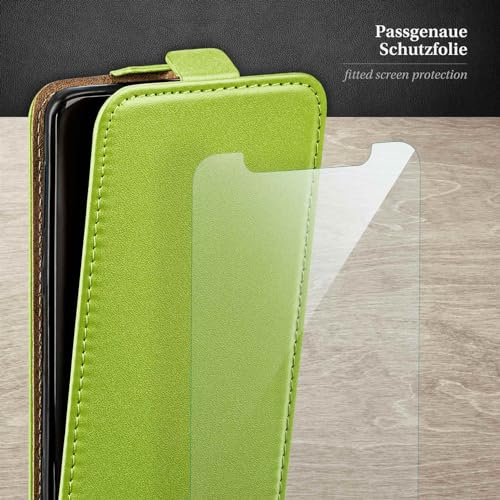 Étui de protection Apple iPhone 12 Mini vert housse clapet cuir synthétique moex