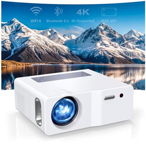 Image of Native 1080P 5G WiFi Bluetooth Projector, 1200ANSI Portable Outdoor Movie Projector, 4K Supported, 450" Display Video Projector for Home Theater, Compatible with TV Stick Smartphone/HDMI/USB (White)
