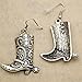 RechicGu Vintage Golden Color Western West Cowgirl Texas Boots Spur Dangle Drop Earrings Rodeo Boho Fancy Dress Costume