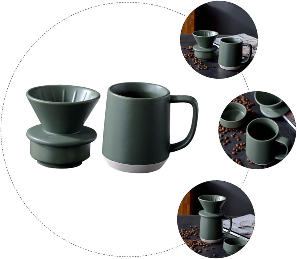 TEHAUX 1set Ceramic Coffee Filter Cup Practical Design for Smooth Brewing for Use