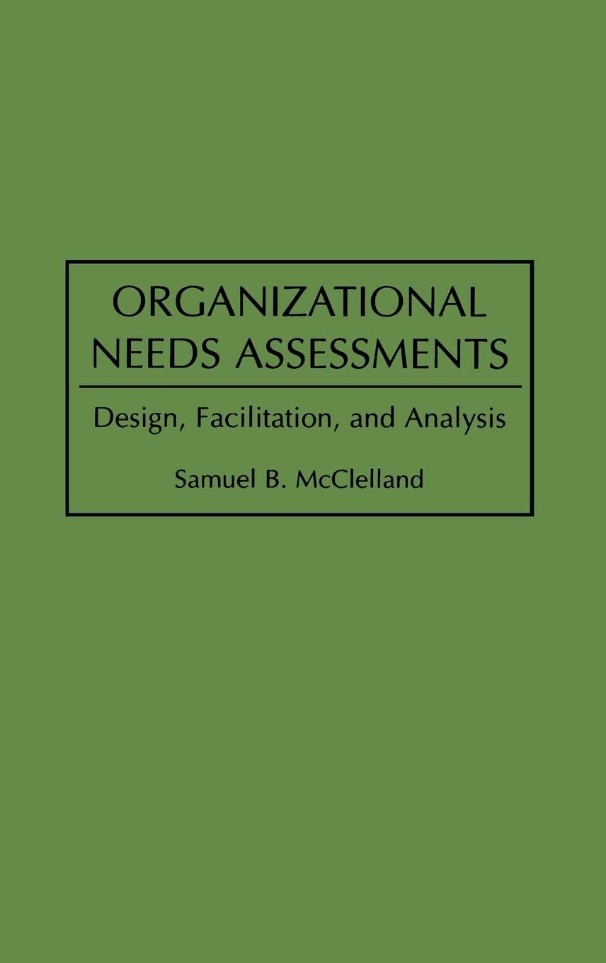 Organizational Needs Assessments: Design, Facilitation, and Analysis