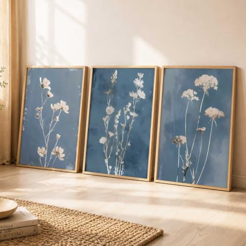 Image of kotart Floral Art Home Decoration For Wall Decor | Aesthetic Paintings With Frame For Living Room Bed Room Hotel Wall Decor Digital Reprint Set of 3 (14x20 Inch)