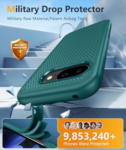 Image of FNTCASE for Google Pixel 9A Case: Dual Layer Protective Heavy Duty Cell Phone Cover Shockproof Rugged with Non Slip Textured Back - Military Protection Bumper Tough - 2025, 6.3 inch (Green)
