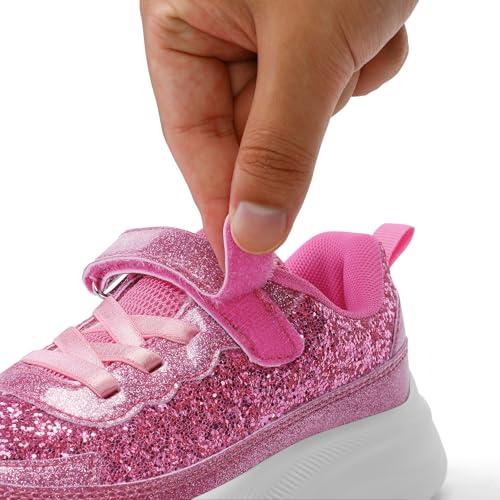 RUNSIDE Girls Glitter Sneakers Lightweight Kids Sparkle Tennis Shoes with Hook and Loop for Toddler/Little Kid/Big Kid4