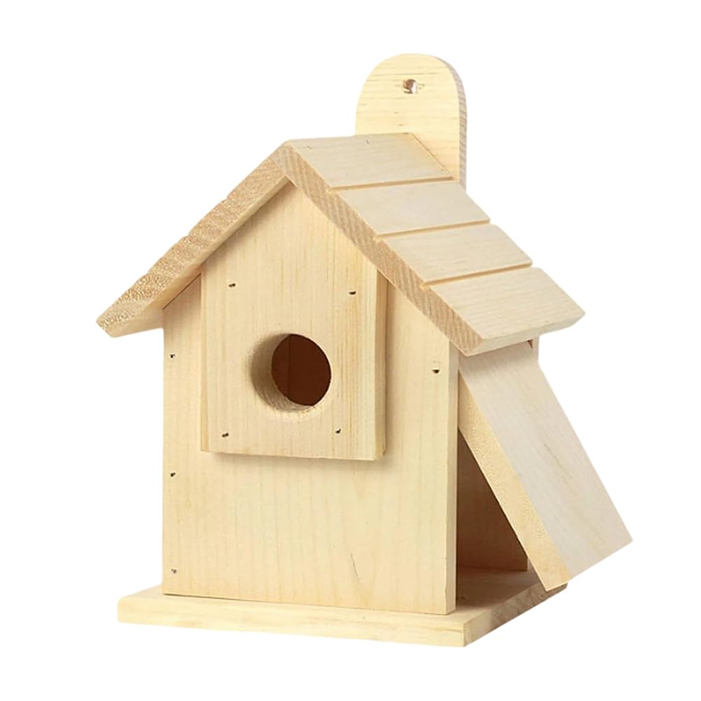 LUFEIS Bird House, Outdoor Hanging Birdhouse for Small Birds, Wooden Bird Nesting Box for Mockingbirds, Hummingbirds, Bluebird, Cardinals, Parrots, Blue Tits (15 x 15 x 23 cm)