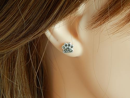 Image of 925 Sterling Silver Paw Print Stud Earrings (Choose Your Style) (Nickel Free)