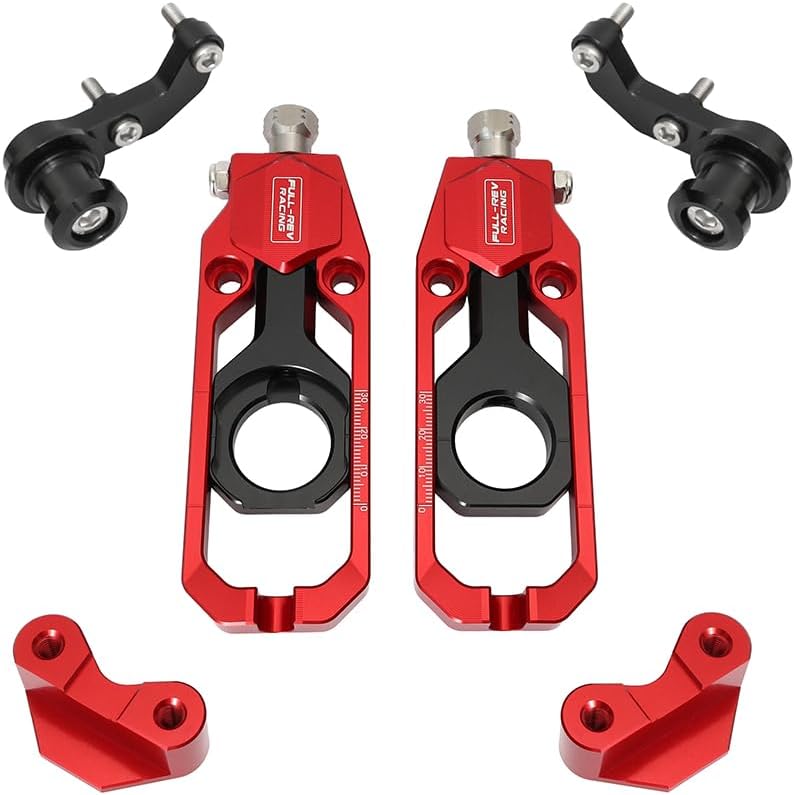 Motorcycle Rear Chain Adjusters Tensioners with Lifting Spool CNC Aluminum Alloy Board Chain Adjustment Adjuster Fit for ZX6R 2024-2025-2026 (Red)