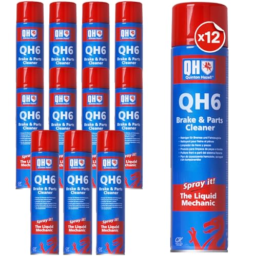 Quinton Hazell Brake Cleaner Spray Can 20.3 fl oz (12 Pack) - QH6 Non-Chlorinated Parts Cleaner Removes Grease Oil & Dirt Stops Brake Squeal & Clutch Slip