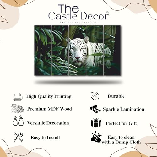 Image of The Castle Decor Tiger trees painting with frame 5 Big Size (27x48) Wall Art for living room,Bedroom,Drawing room,Hotels-Digital Painting