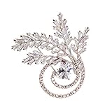 JIBSA Flower Shape Brooch Pin - CZ Stones & Pearl White Gold Perfect for Weddings Bridal Parties Ide