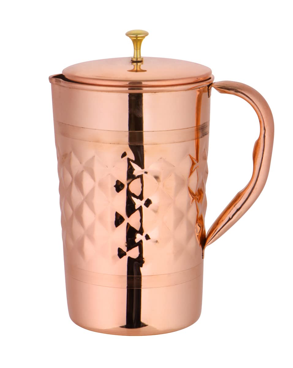 Zap ImpexPremium Diamond Design Pure Copper Water Jug Home Jug 1400ml