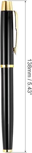 Miniatura 2 de PATIKIL Bolígrafo de tinta negra, bolígrafo de metal de negocios de 0.020 in con caja de regalo, lujo profesional para tomar notas, negro dorado