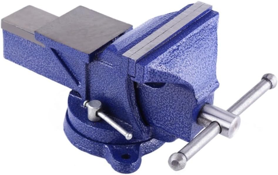 POPETPOP Heavy Duty Table Vise Mini Flat Steel Workbench Clamp for DIY Craft Jewelry Woodworking and Milling Projects Blue