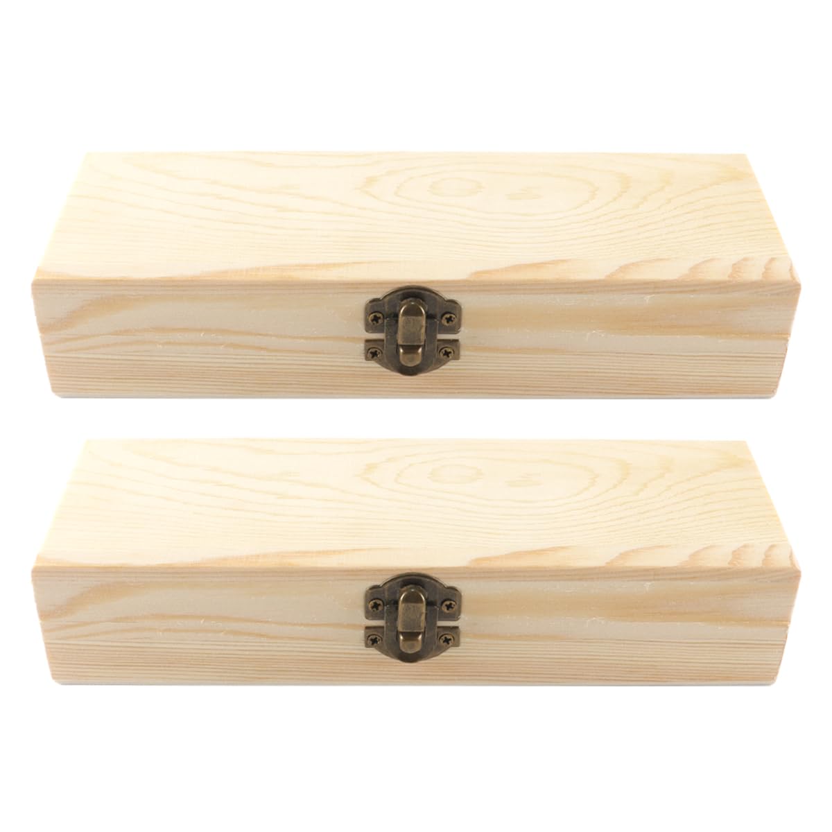 Hoite 2-Pack Aesthetic Wooden Pencil Case – Unpainted Stationery Storage Box for Pens, Jewelry & Student Snacks