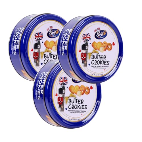 Luxury Butter Cookies in Decorative Gift Tin - 140g Traditional European Biscuits in Airtight Metal Box - Delightful Treat for Birthdays, Christmas, Mother's Day & Special Occasions (Small, 3, count)