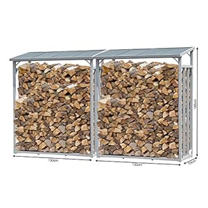 QUICK STAR 2 stuks aluminium brandhoutrek 130 x 70 x 185 cm tuin brandhoutopslag 3,2 m3 brandhoutopslag stapelhulp…