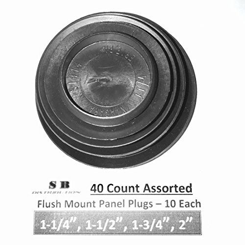 (Lot Of 40) Caplugs | Flush Mount Black Hole Panel Plugs | Assorted "10 Each" ( 1-1/4", 1-1/2", 1-3/4", 2" ) For Auto Body And Sheet Metal Thickness Range 03 - .08 Inch | By Sbd #TOP2
