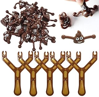 Poo Slingshot Toy,4 Funny Smiley Poo Slingshots/16 Poop Emoji Bullets for Kids Adults Prank Toys,Poop Shooting Slingshot Finger Toy Joke Mochi Squishy Toy for Party Bag Fillers Xmas Stocking Gift