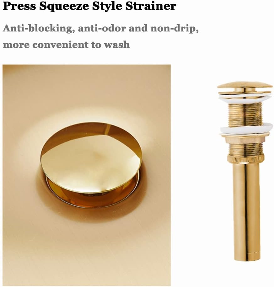 Kitchen Sink Kitchen Sinks Brushed Round Golden Bar Prep Sink ?Single Bowl ?Bar Prep Kitchen Sink Thicken 304 Stainless Steel Drop-In Or Installatio,Gold-39.5x9.5cm