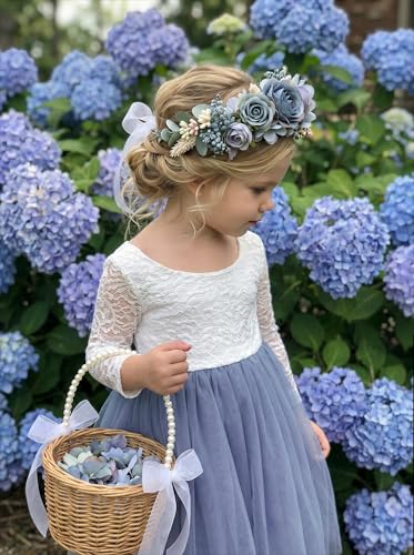 Image of 2Bunnies Girl Peony Lace Back A-Line Straight Tutu Tulle Party Flower Girl Dress