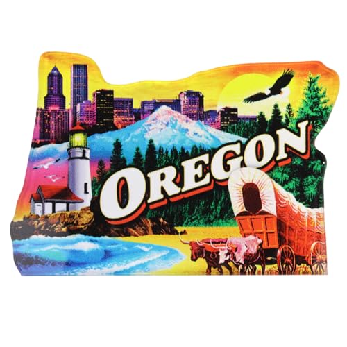 Imán acrílico con forma de Oregon colorido 3x2.25 pulg miniatura 1