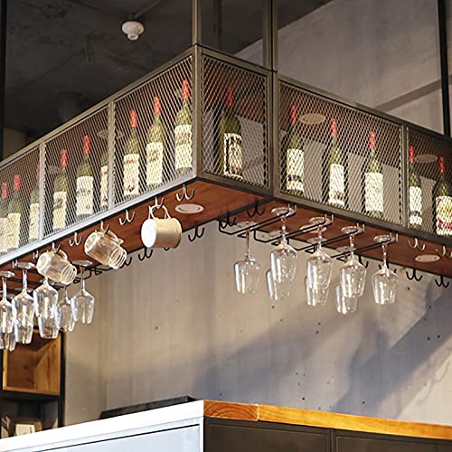 Support pour verres à vin suspendu et étagères de rangement de plafond - 6