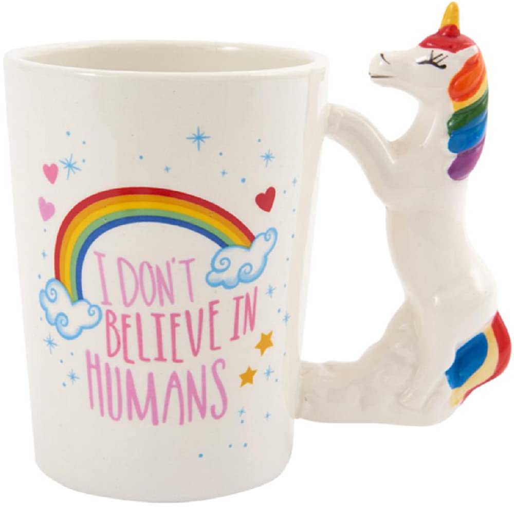 Giftworks "I Don't Believe in Humans" Unicorn Handle Mug 300ml