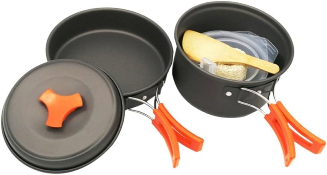 8 Pcs Camping Cookware Set with Pan, Pot, Bowl, Lid 2 Person