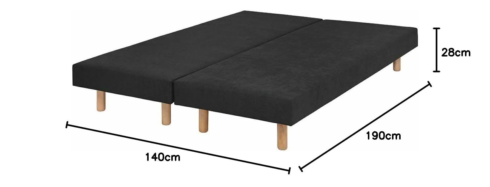 Lot de 2 sommiers tapissiers 70x190 cm Noir