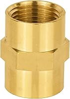 EFIELD Pack of 5 3/8" x 3/8" Female NPT Brass Couplings - Solid Brass Hex Nipple Pipe Fittings for Durable Plumbing Connections
