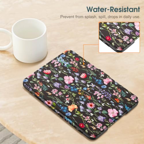 Image of Fintie Slim Case for 7 inch Kindle Paperwhite 12th Gen 2024 & Kindle Colorsoft | Lightweight PU Leather Hard Back Shell Cover, Magnetic Closure, Auto Wake /Sleep, for Kindle Paperwhite 2024, Black Floral