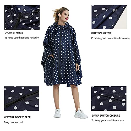 Image of salamra Rain Poncho Jacket - Hooded Waterproof Raincoat with Pocket for Women Men Adults