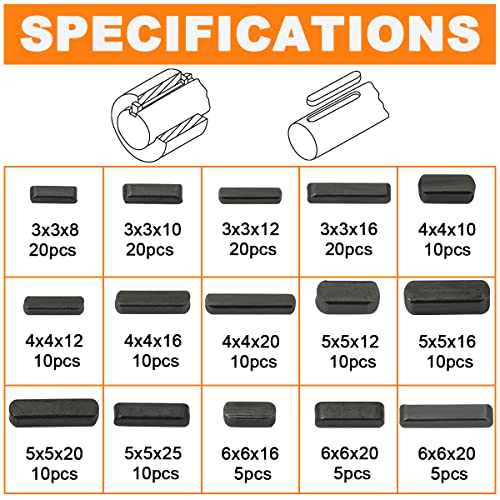 Hasaomoi 175Pcs Woodruff Key Stock Assortment, 8Mm-30Mm Stainless Steel Round Ended Feather Key With 15 Size, Parallel Drive Shaft Keys Set Kit For Industrial Use #TOP1