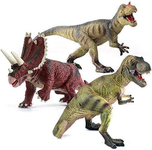 EAHUMM 9" to 13" Jurassic Age Realistic Looking T-Rex Big Dinosaurs Action Figure Educational Toys Set Jumbo Plastic Model Pack of 3