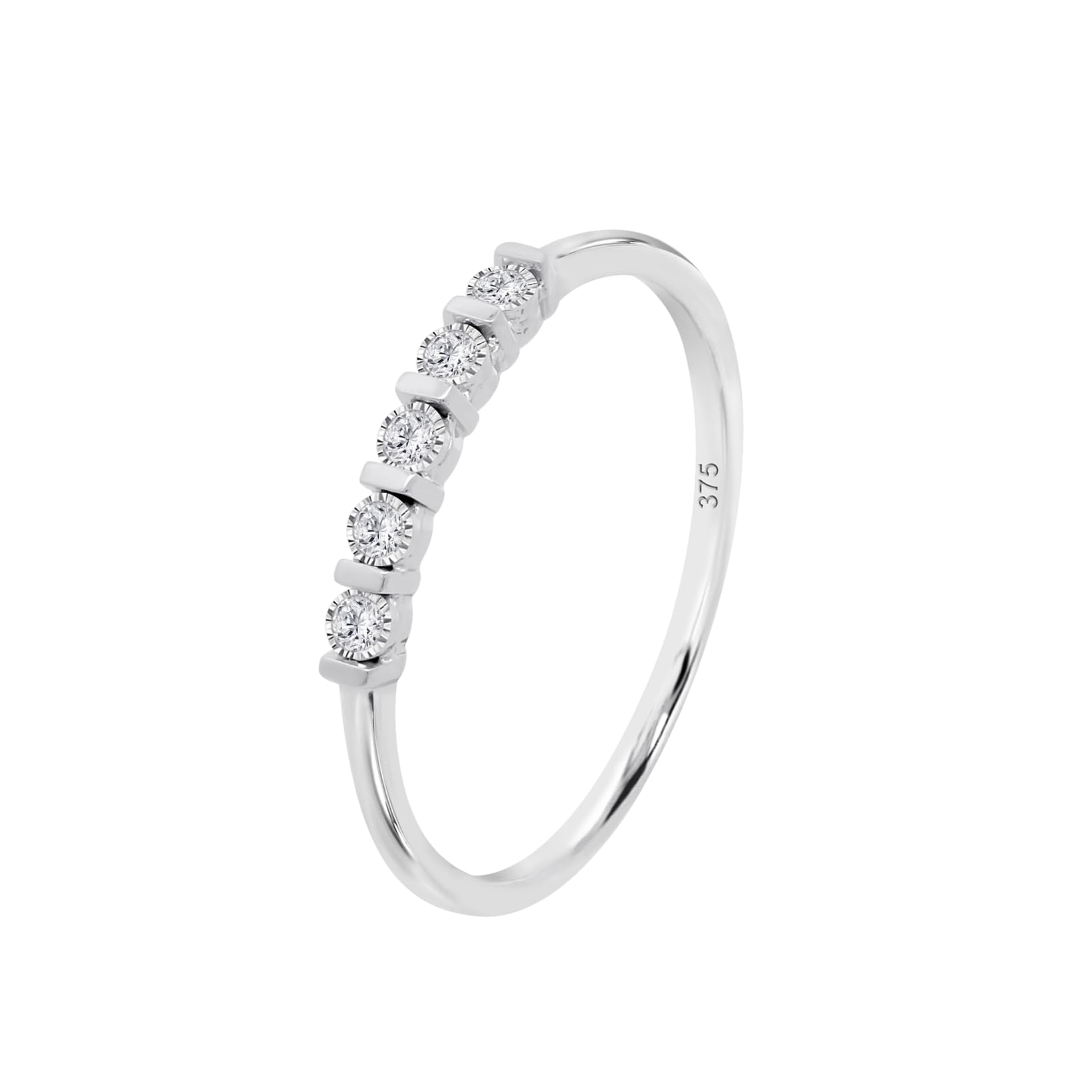 Time RoaD Anillo Mujer con Diamantes Oro Blanco 9K de 375 ml - Diseño Ergonómico y Ajuste Perfecto DIA00013 - Ideal para Compromiso - Pedida - Alianza - Promesa - Anillos Mujer