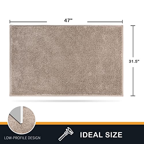 PURRUGS Dirt Trapping Door Mat 31.5" x 47", Non-Slip Machine Washable Entry Rug, Shoe Scraper, Dog Doormat, Super Absorbent Welcome Mat for Front & Back Door, Muddy Shoes & Paws, Taupe