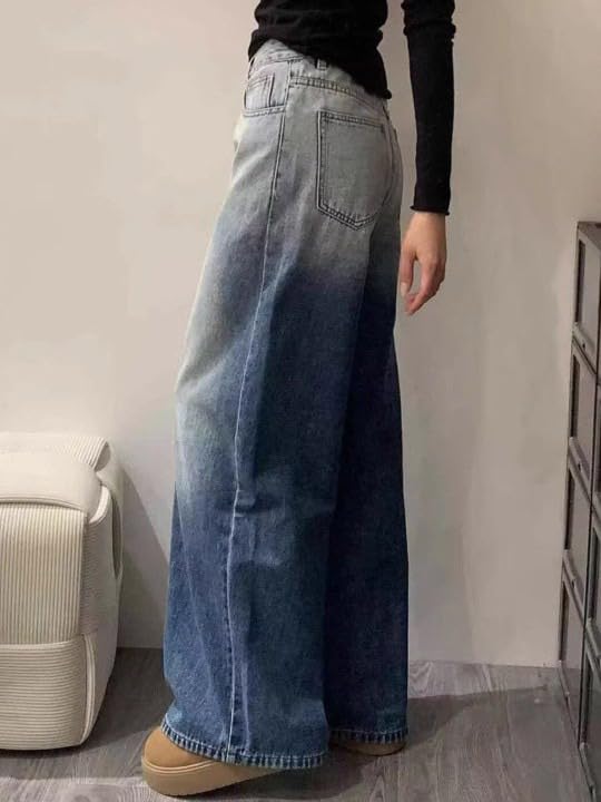 Image of KOTTY Women Wide Leg Baggy Jeans High Waist Relaxed Fit Denim Casual Wear