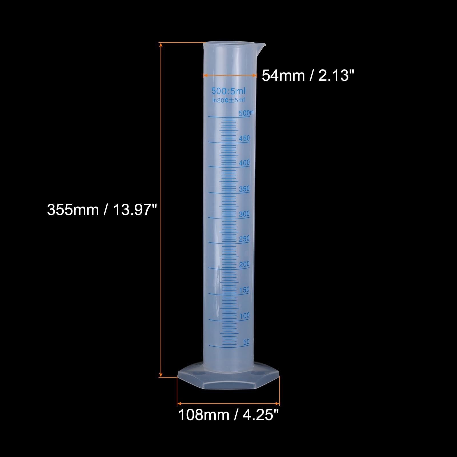 Cilindro graduato in plastica 500ml - base esagonale per laboratorio e casa