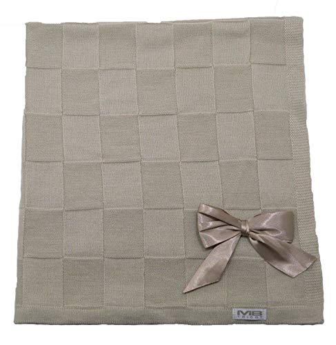 Manta Bebe Trico Maternidade Laço Luxo Bege