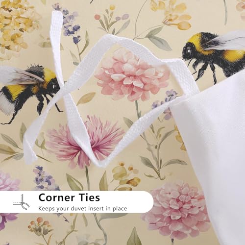 Housse de couette 240x260 abeille parure de lit fleur sauvage 3 pcs