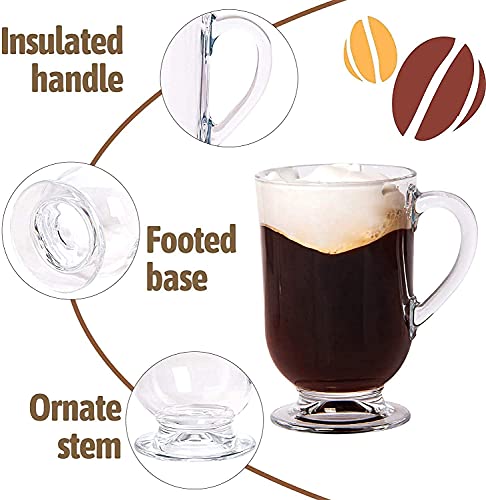 Image of 300 ML Glass Coffee Mug Set, with Convenient Handle, Tea Glasses for Hot /Cold Beverages, Thermal Shock Resistant, Tempered Glass, Mugs for Cappuccino Pack of 2 (PN - 06, 2 Count (Pack of 1))
